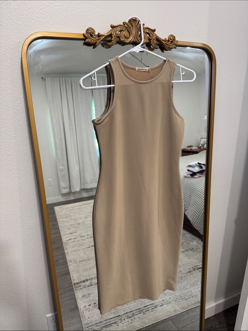 Heart Hips Taupe Sleeveless Midi Dress